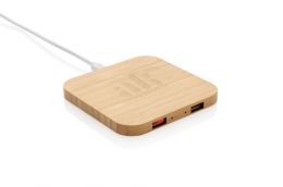 Caricabatterie wireless da 10 W in bambù FSC con USB